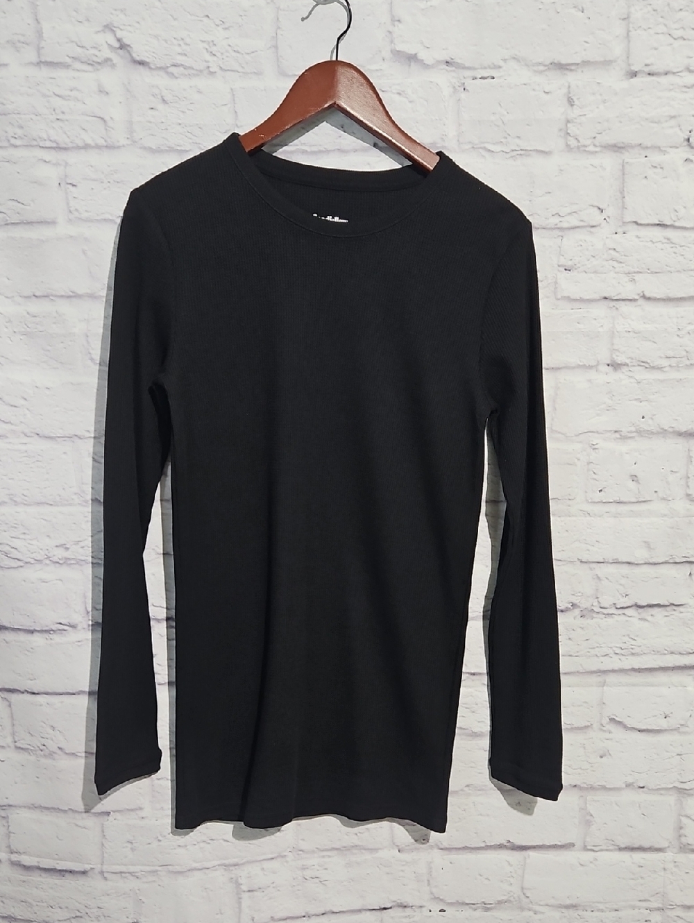 Goodfellow & Co Black Long Sleeve Thermal Crewneck Tee